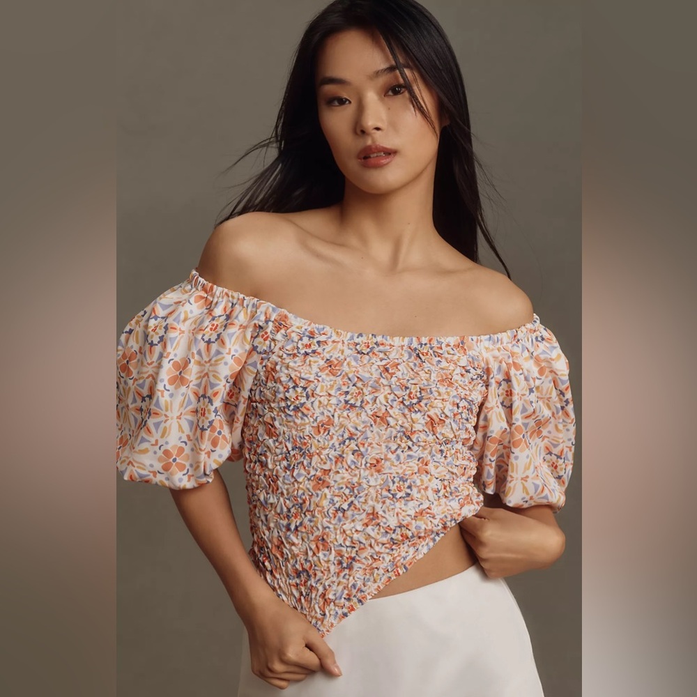 DOLAN Off-The-Shoulder Scrunch Textured Top